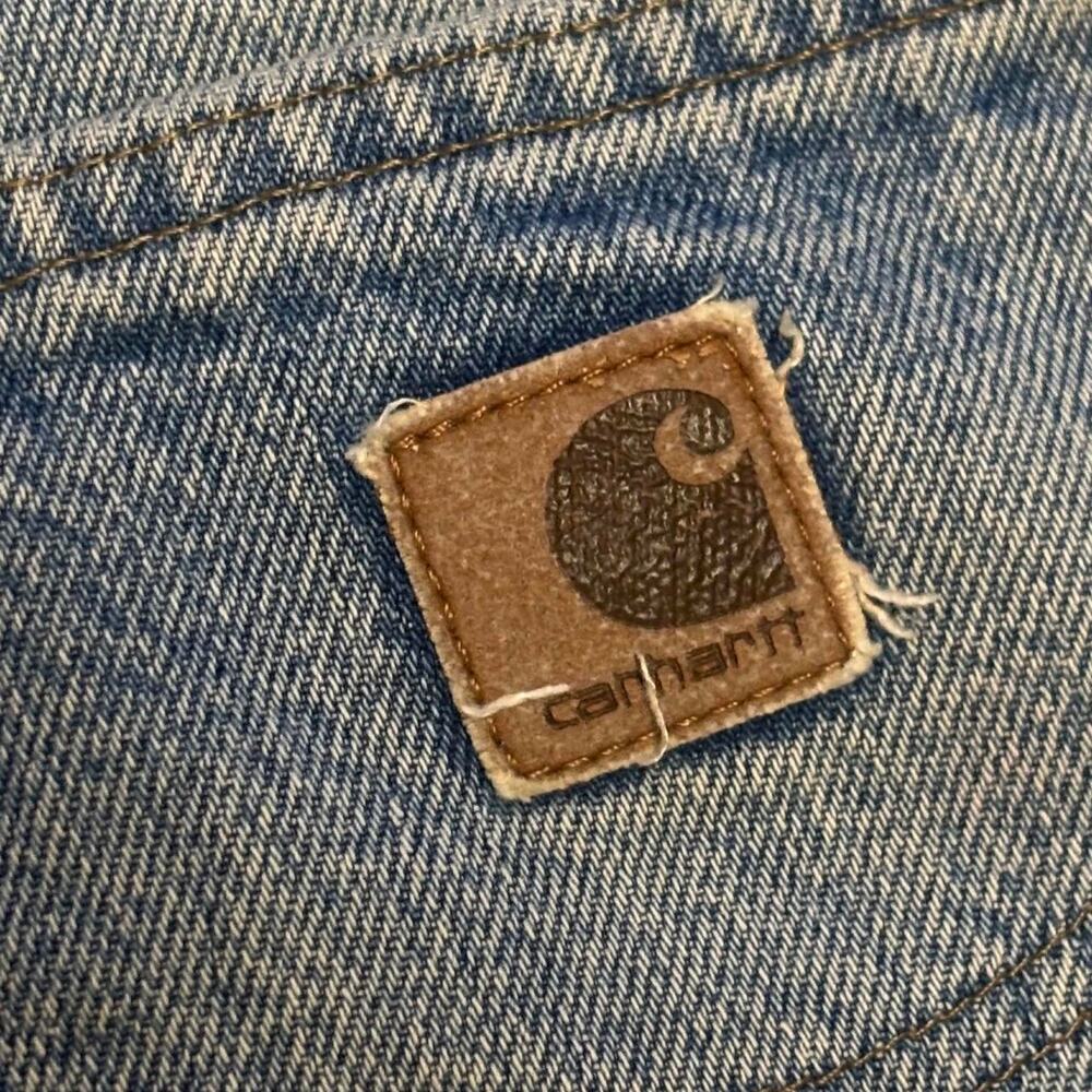 Carhartt B17 Blue Baggy Whisker Honeycomb Denim Work Jeans us sz 32x28 - Picture 3 of 8